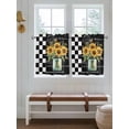 thumbnail image 6 of Sunflower Vintage Half Window Curtains 24 Inches Long, Farmhouse Floral Black Checkered Window Treatment Curtain Drapes, Short Curtains Tiers for Kitchen Over Sink, 27.5"x24", 2 Panels, 6 of 7
