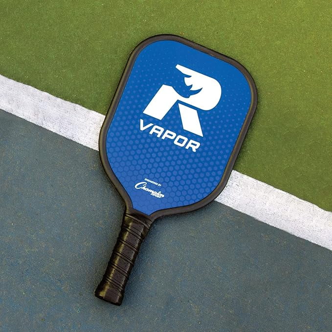 Champion Sports Aluminum Pickleball Paddle Set: Rhino Vapor Pickleball Paddle - Indoor or Outdoor Pickle Ball Paddles - Blue/Black Racket & White/Black Rackets with Two Pickleballs