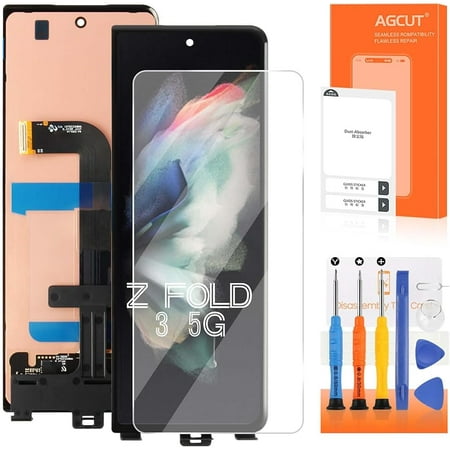 AMOLED for Samsung Galaxy Z Fold 3 5G Screen Replacement Z Fold3 LCD Display SM-F926B SM-F926U SM-F926W Screen Touch Digitizer Assembly Repair Part Black Outer Small Front(with Fingerprint Function)