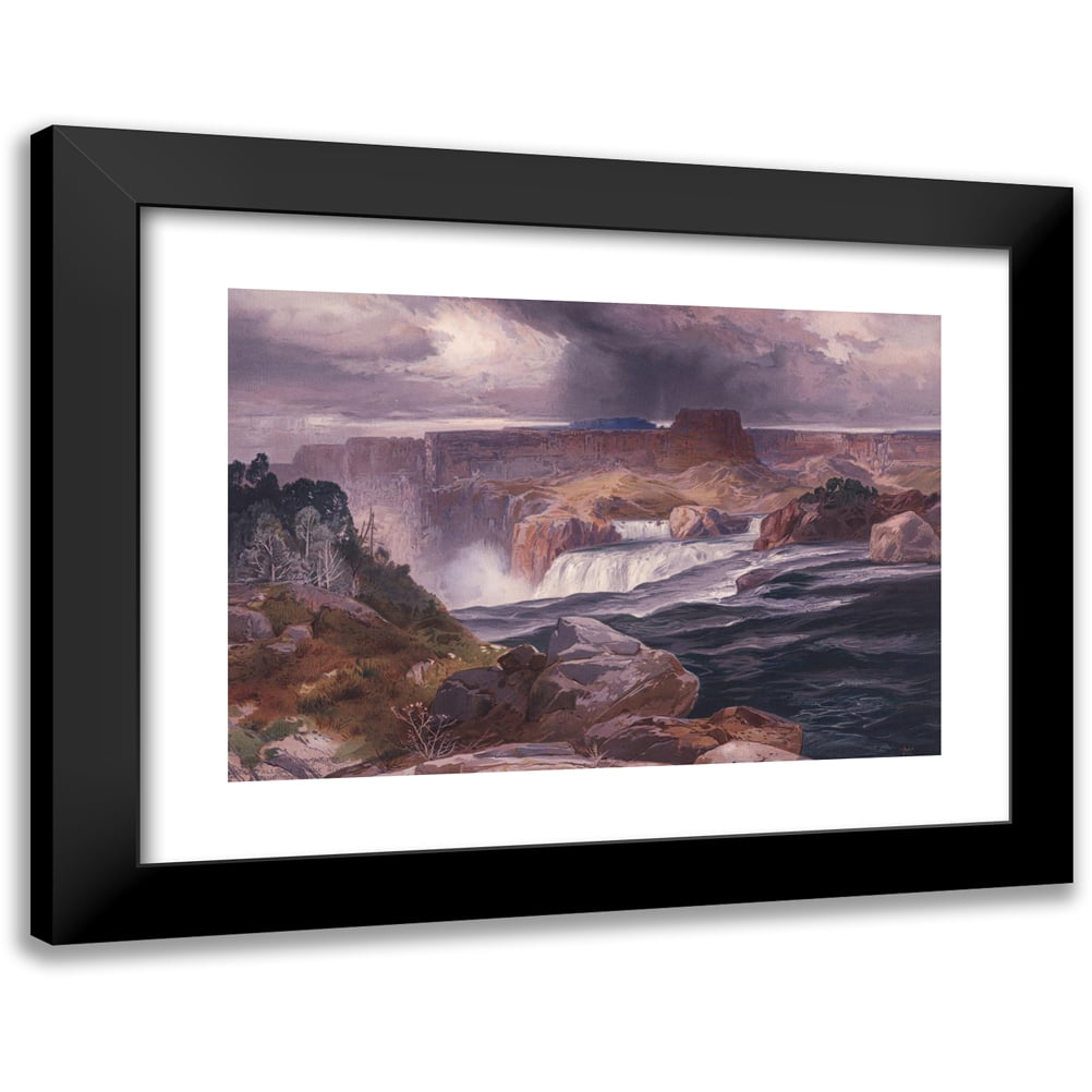 Thomas Moran 14x11 Black Modern Framed Museum Art Print Titled - Great Falls of Snake River, Idaho Territory (1876)