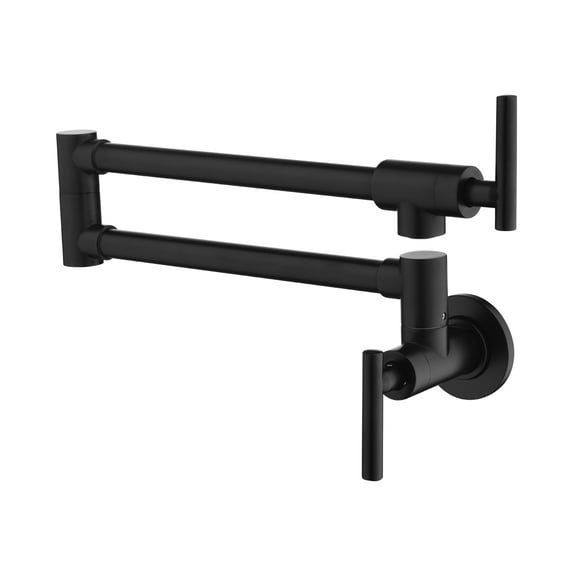 Cobbe Folding Kitchen Faucet Wall Mount Kitchen Pot Filler with Double Section Swing Arms Matte Black