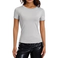 thumbnail image 1 of Gupgi Women Crop Top Basic Slim T-Shirts Summer Solid Color Tees, 1 of 9