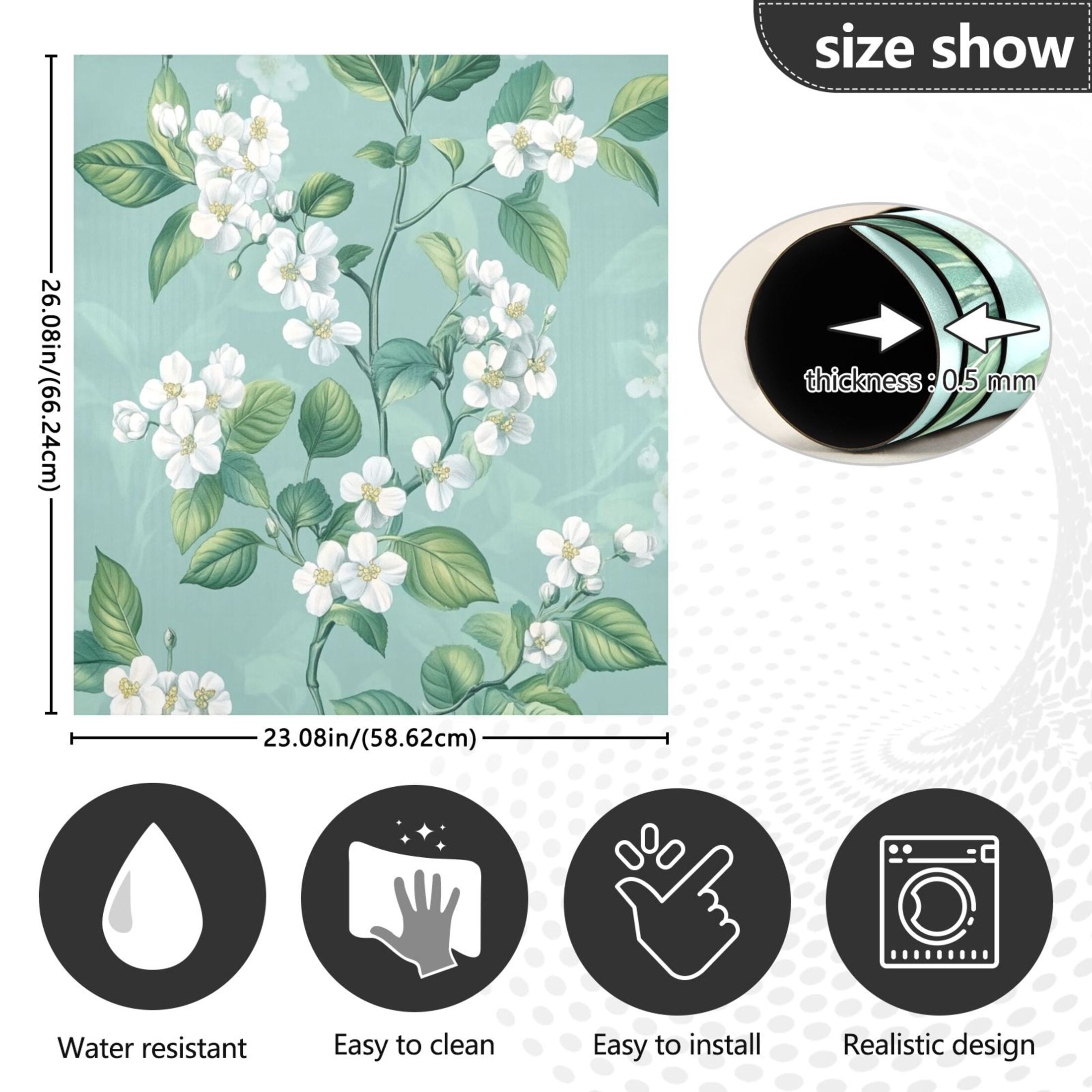 Dishwasher Magnetic Sticker 23x26 Inch Refrigerator Magnetic Sticker Washing Machine Magnetic Sticker Kitchen Panel Magnetic Sticker Home Decor Beautiful White Flowers