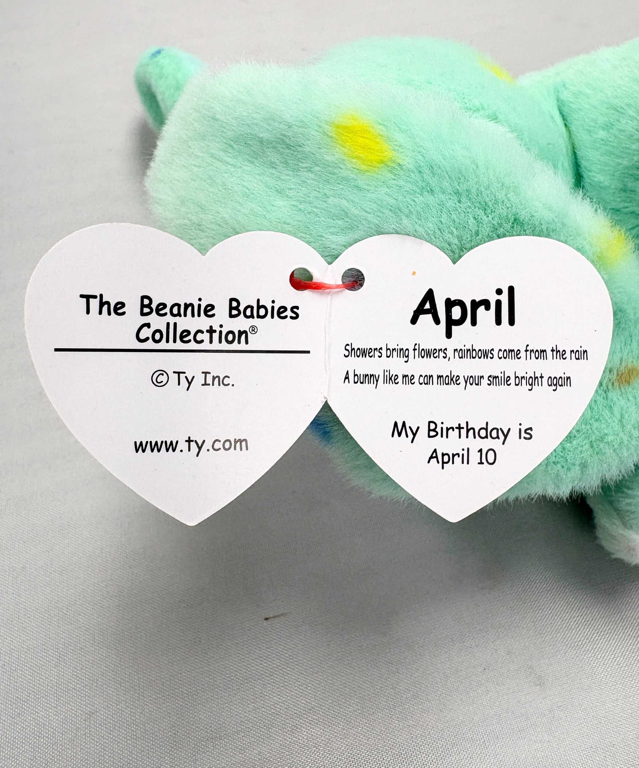 Ty Beanie Baby Boos April Mint Green Easter Bunny Rabbit Plush Polka Dots Floppy