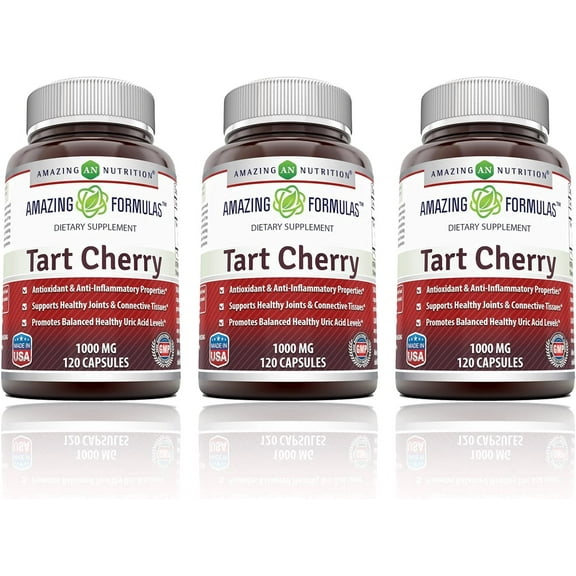 Amazing Formulas Tart Cherry 1000 MgPer Serving 120 Veggie Capsules Supplement | Non-GMO | Gluten Free | Made in USA | Pack of 3