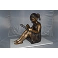 thumbnail image 2 of Nifao Girl reading from a notebook Bronze Statue – Home Office Decor Sculpture, 26"L x 16"W x 25"H, 2 of 10