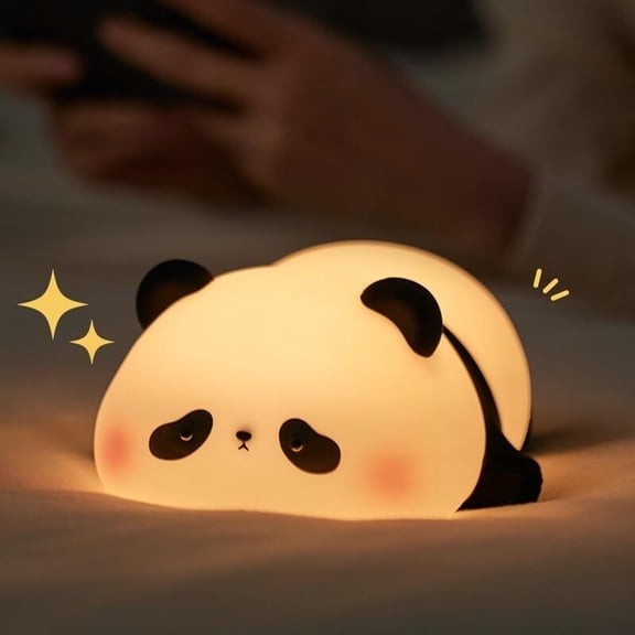 A Panda Night Light, LED Squishy Novelty Animal Night Lamp, 3 Level Dimmable Nightlight (Panda)