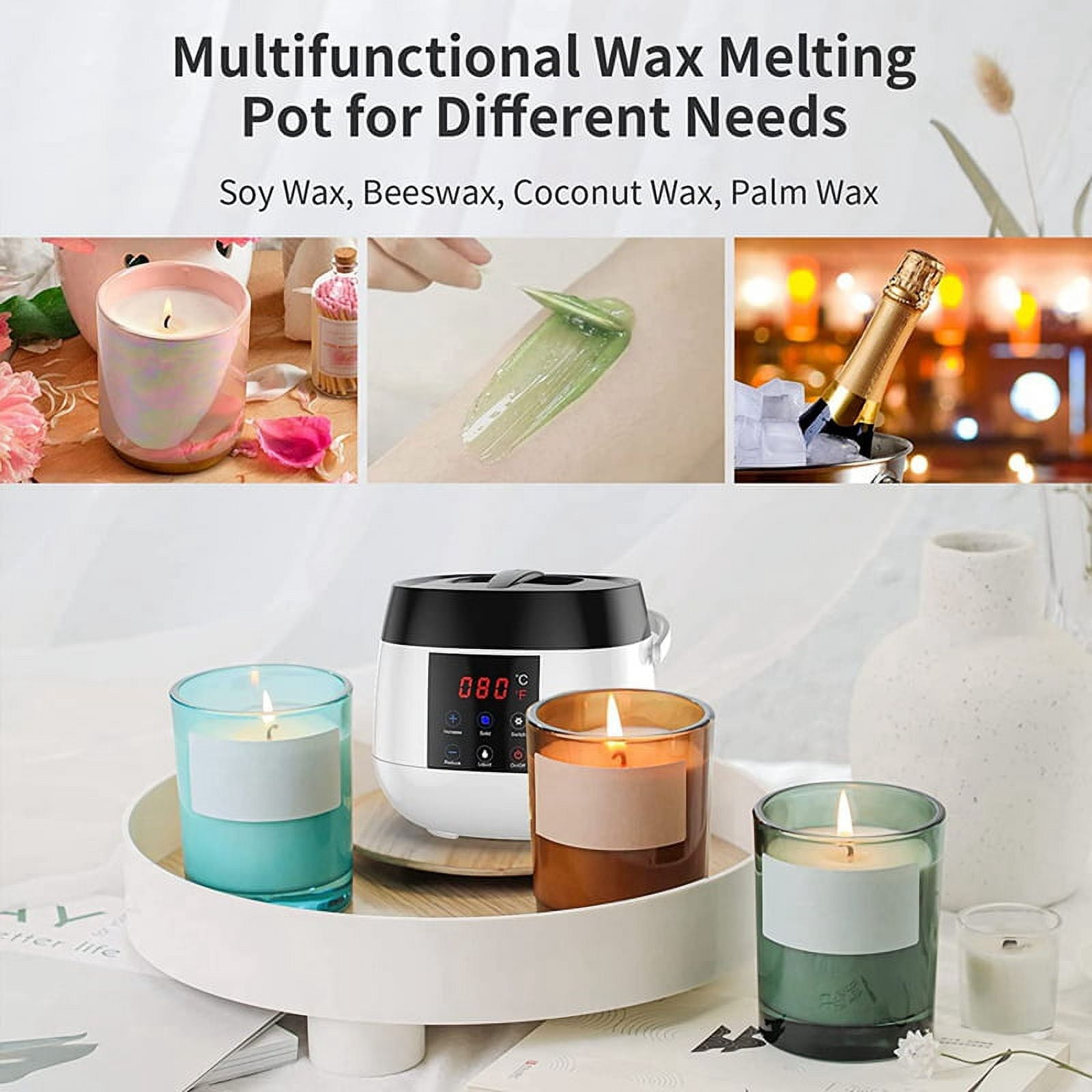 Candle Making Wax Melting Pot,Wax Melter for Candle Making,LED Temperature Display for Adults Beginner,Soy Wax US Plug