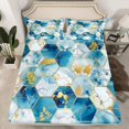 thumbnail image 2 of Feelyou Grey Blue Marble Full Size Sheets, Chic Gold Honeycomb Abstract Bed Sheets, Teens Adult Girls Women Sheet Sets, Luxury Bedroom Decor, 4pcs, 2 of 7