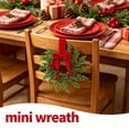 thumbnail image 6 of 1 Pack 10.6in Mini Christmas Cabinet Wreath, Farmhouse Festive Wreath Decor with Berries & Fabric Ribbon, Durable Rattan Plastic Wreath for Kitchen, Window, Door Holiday Ornament，Red Bow, 6 of 7