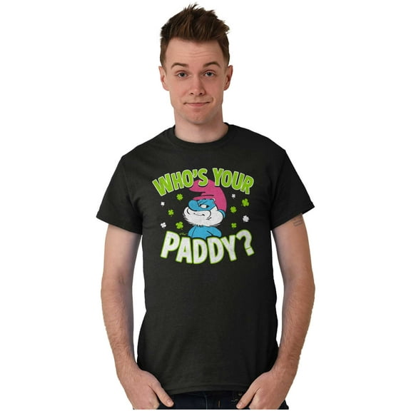 Funny Papa Smurf Who's Your Paddy Men's Graphic T Shirt Tees Brisco Brands S