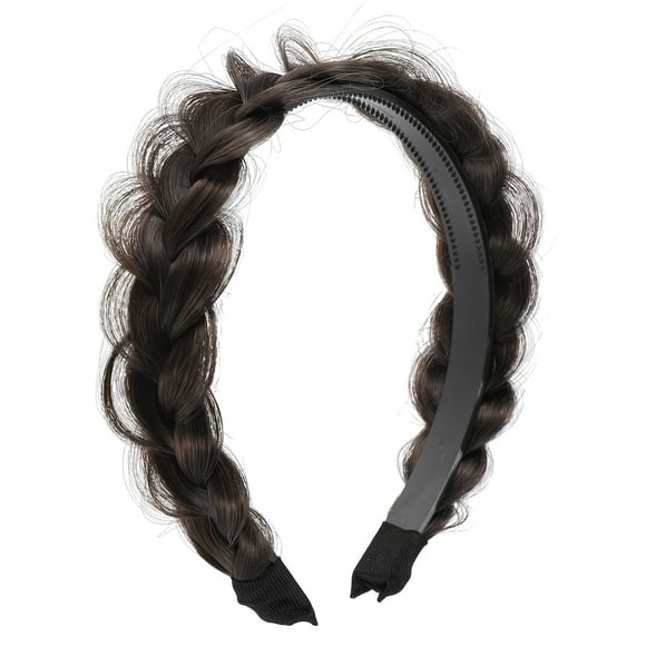 1 pieza de 1.89 pulgadas de ancho, cabello sintético, diadema trenzada, aro para el cabello para mujeres y niñas, marrón oscuro
