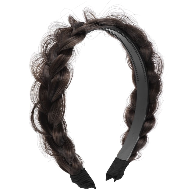 1 pieza de 1.89 pulgadas de ancho, cabello sintético, diadema trenzada, aro para el cabello para mujeres y niñas, marrón oscuro