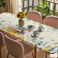 thumbnail image 3 of Daisy Spring Floral Table Cloths for 8 Foot Rectangle Tables, Farmhouse Botanical Green Leaves Patio Waterproof Elastic Fitted Tablecloths, Washable Rectangular Table Cover for Camping, 3 of 8