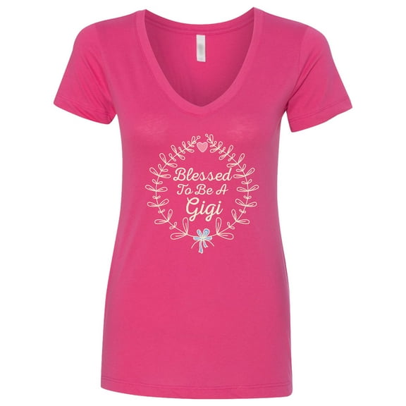 Inktastic Blessed to Be a Gigi Grandma Women's V-Neck T-Shirt