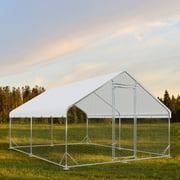 Large Metal Chicken Coop Run, Outdoor Chicken Coop,Walk-in Poultry Cage Spire-Shaped Chicken Run with Waterproof and Anti-Ultraviolet Cover for Outside,Backyard and Farm,13x9.8x6.4