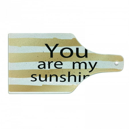 

Saying Cutting Board Big Greeting Love Text on Crossed Positive Philosophy Life Emotion Graphic Design Tempered Glass Cutting and Serving Board Wine Bottle Shape Black Yellow by Ambesonne