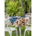 thumbnail image 3 of Outdoor Tablecloths with Umbrella Hole & Zipper, Brown Yellow Eucalyptus Leaves Round Tablecloths 60 Inch, Watercolor Spring Summer Botanical Waterproof Table Cloth, Patio/Pool/Picnic Table Covers, 3 of 8