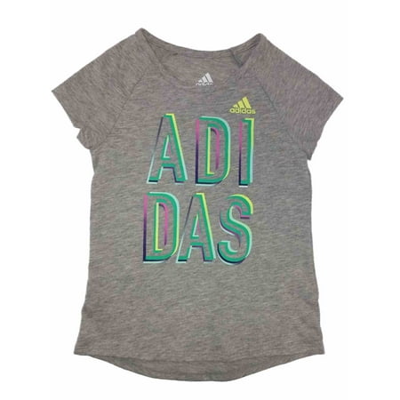Adidas Girls Gray Rainbow Athletic T-Shirt Work Out Tee Shirt 4