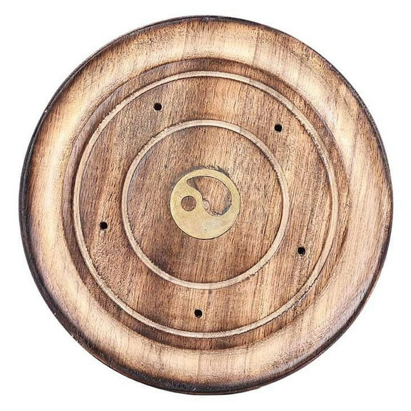 Mainstays Wood Yin Yang Incense Holder, Brown