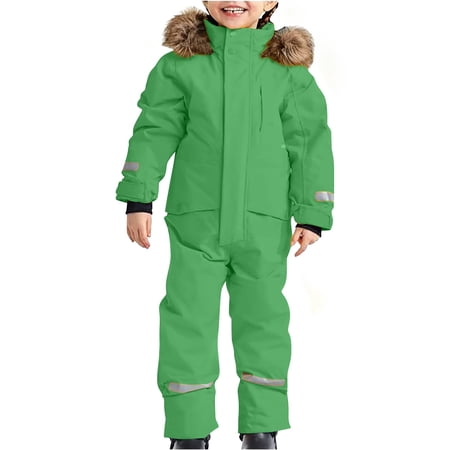 Mercatoo Kids Boys Girls One Piece Winter Snowsuit Hooded Ski Jumpsuit with Button Flap Pockets and Reflective Tape Warm Outdoor Gear for Skiing and Play