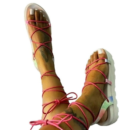 

New Strap Sandals Women s Thick Bottom Large Size Flat Beach Shoes