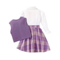 thumbnail image 6 of Ashirexll Girls Skirt Set Clothing Set Fall Winter Plaid Long Sleeve Top Knit Tank and Shirt with Skirt 3 Piece Set Outfits Casual Wear, 6 of 7