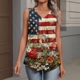 thumbnail image 4 of Sewkxo Independence Day Tanks Tops for Womens 4th Of July Patriotic American Flag Printed Patriotic Vests Summer Trendy Casual Baggy Tee,Sky Blue XL, 4 of 5