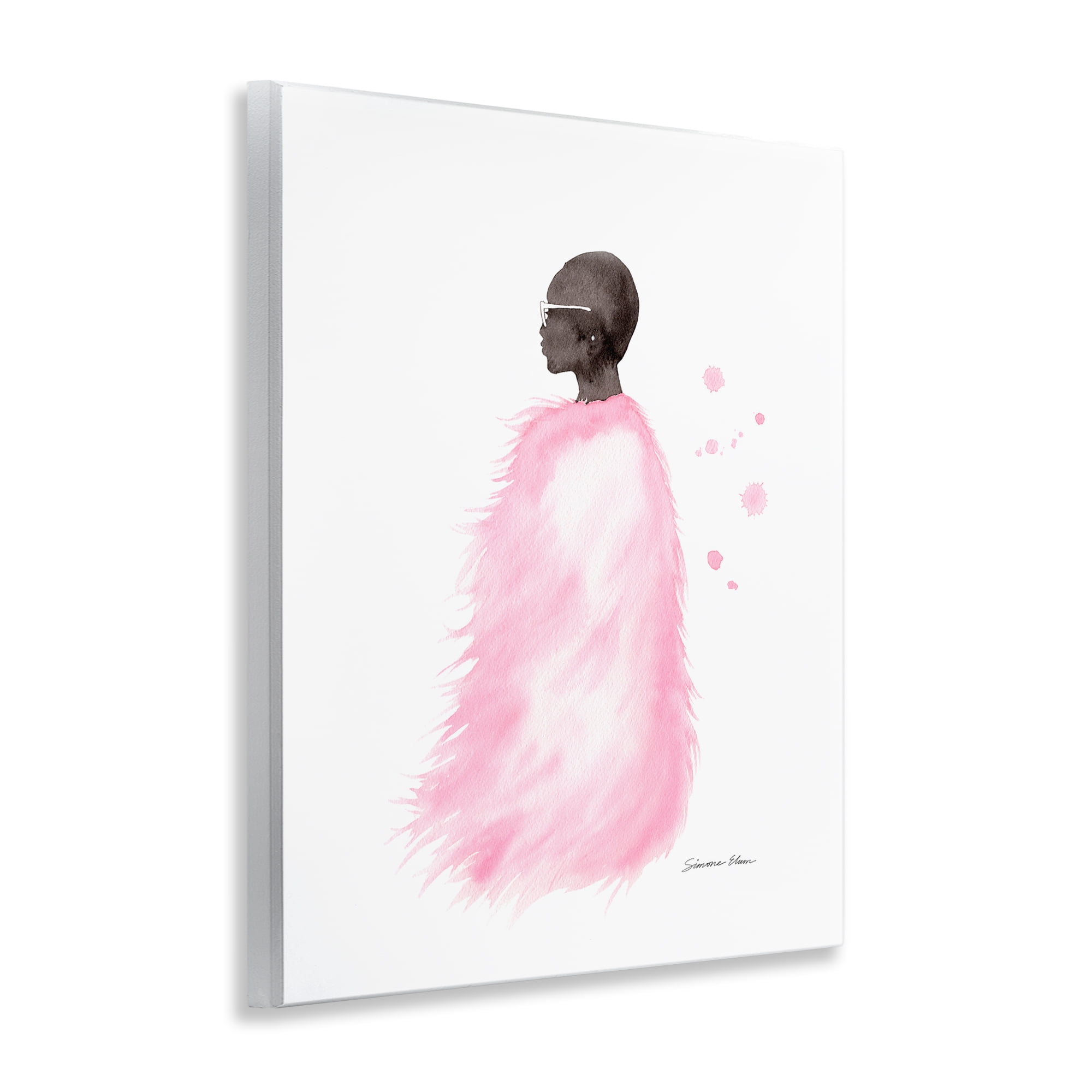 Stupell Industries Pink Fur Coat Portrait Wall Plaque Art, design by Simone Elum