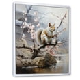 thumbnail image 2 of Designart "Squirrel on Pink Cherry Blossom in Brown I" Animals Framed Wall Art - Traditional Grey Squirrel Bedroom Framed Canvas Wall Art, 2 of 6
