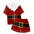 thumbnail image 4 of YOUSNH Ensemble de Pyjama Imprimé Décontracté pour Enfants, Col Boutonné, Manches Courtes, Shorts, Pyjama de Noël Rouge 4-5 Ans, 4 of 4