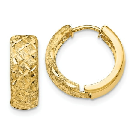 14k Yellow Gold 5mm Hinged 0.5IN Hoop Huggie Earrings (0.5IN x 0.5IN )