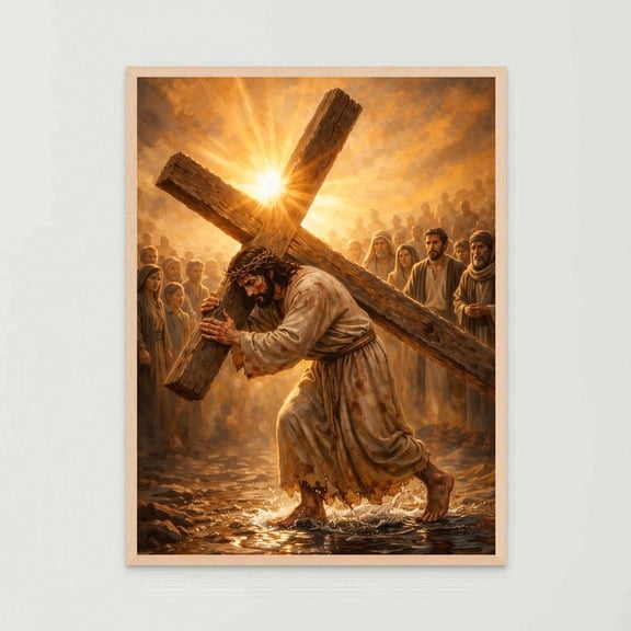 The Walk To Golgotha Jesus Art Christian Home Decor Bible Print, Unframed Paper Poster 8x10in