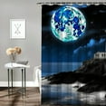 thumbnail image 2 of Fenyluxe Lighthouse Rocky Shore Full Moon Polyester Quick-Drying Shower Curtain Set with Hooks for Bathroom 36x72, 2 of 7