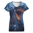 thumbnail image 5 of Underwater Dinosaur Scene Women's Blouse Short Sleeve Women's Top T-Shirt Spring Summer Clothes, 5 of 7