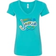 thumbnail image 3 of Inktastic Hooked on Jesus Christian Women's V-Neck T-Shirt, 3 of 5