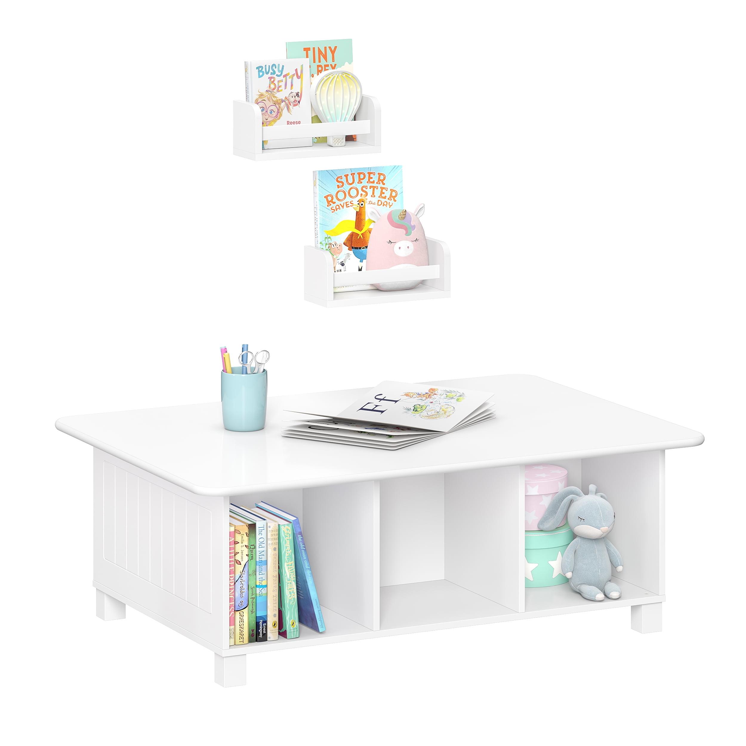 Book Nook Kids MultiCubby Storage Activity Table Includes 2 Bonus 10