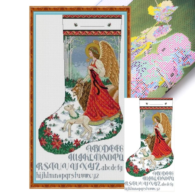 Hilo de algodón bordado Wdftyju medias de Ángel Santo impresas 14 quilates 43x70cm