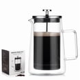 thumbnail image 2 of Glass French Press Pot Heat-Resistant Double-Layer Coffee Pot Insulated Coffee Utensil Household Filter Sharing Pot Filter Glass Pot, 2 of 6