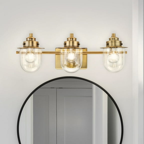 Luxury Nautical Bath Light, Small Size: 8''H x 7.5''W, with Coastal Style Elements, Vintage Brass Finish, UHP4747 from the Napoleon Collection by Urban Ambiance