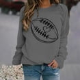 thumbnail image 5 of Holzkary Game Day Sweatshirts for Women Football Sweatshirts Funny Football Graphic Crewneck Long Sleeve Pullover Tops American Football Print Solid Color Round Neck Ladies Sweatshirt Grey Xl, 5 of 5