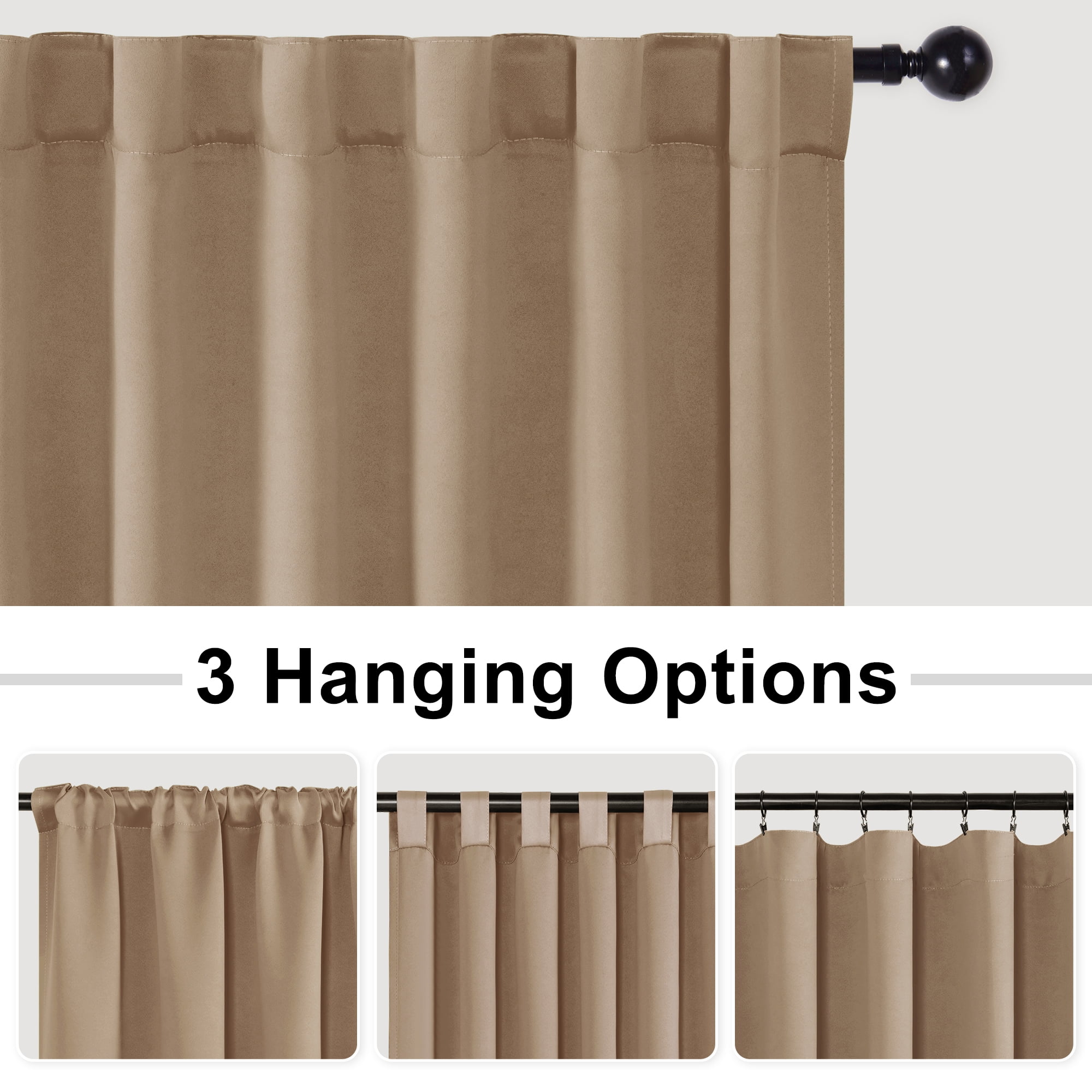 XWZO 120x96 Black Out Curtain 1 Panel, Patio Sliding Door Curtains for Glass Door, Room Divider Thermal Curtain Panel with Back Tab & Rod Pocket for Protecting Privacy, Camel