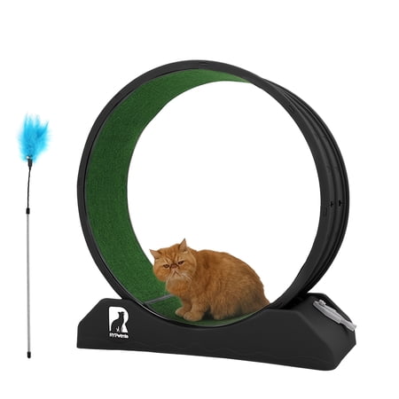 Durable Plastic Cat Running Wheel 33.5-47.2 Inch Cat Treadmill for Indoor Cats Cat Running Wheel with Carpeted Runway Easy to Install & Fitness & Health Suitable for Cats Cat Exercise Wheel