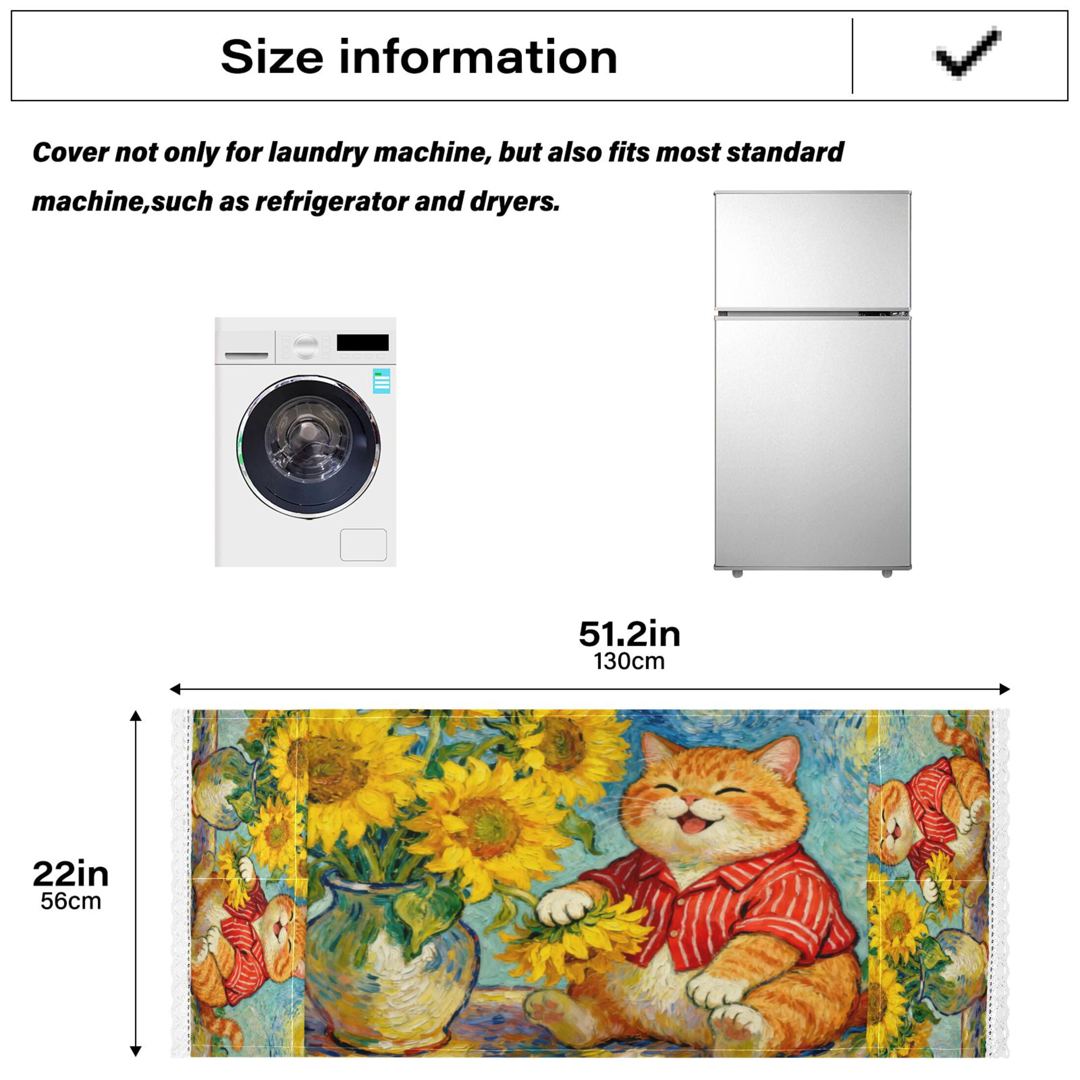 Wobogo Sunflower Orange Cat Washing Machine Cover Dustproof Washer Dryer Cover Waterproof Laundry Room Decorative Protector