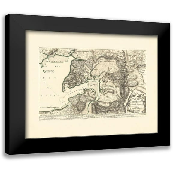 JEFFREYS 14x11 Black Modern Framed Museum Art Print Titled - Shegnekto Bay French Forts and Settlements