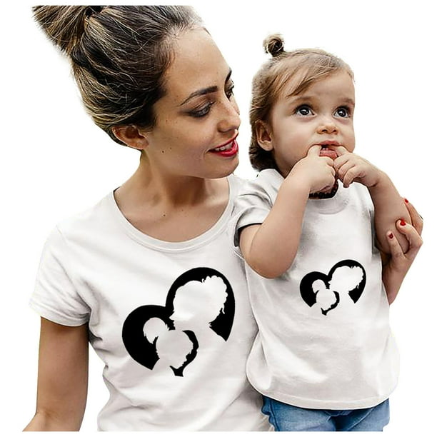 Gibobby Camisetas Mujer Manga Corta conjunto lindo Dia los ninos la mama tops ninas bebe camiseta ninos camiseta blusa mujer Blanco XL Walmart en linea