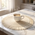 thumbnail image 2 of REGALWOVEN Rustic Placemats Set of 6 Tassel Placemats for Dining Table Decor Indoor Outdoor Washable Kitchen Table Mat Wipe Clean White 15*15in, 2 of 5