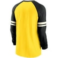 thumbnail image 3 of Men's Nike Gold/Black Pittsburgh Steelers Throwback Raglan Long Sleeve T-Shirt, 3 of 3