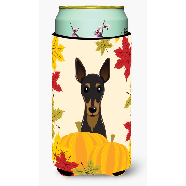 Koozie Tall Boy Hugger Multicolor Caroline's Treasures BB2046TBC Min Pin Acción de Gracias