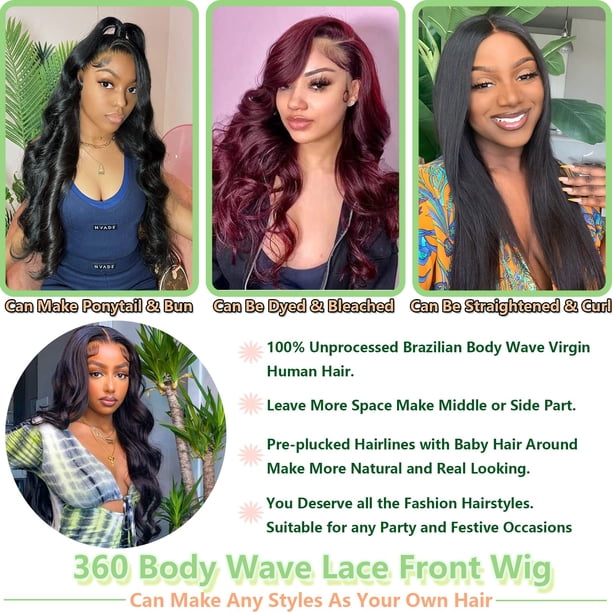 22in 360 Lace Front Wig Human Hair Body Wave Pre Plucked HD Lace Glueless Nice Quality Body Wave Human Hair Accessories 360 Lace  main image 2